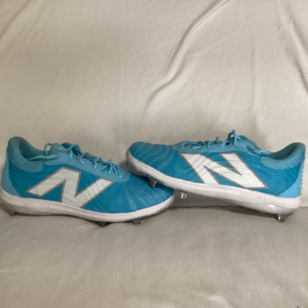 New Balance FuelCell Mens Baseball Cleats Blue White Metal Spikes Low Top